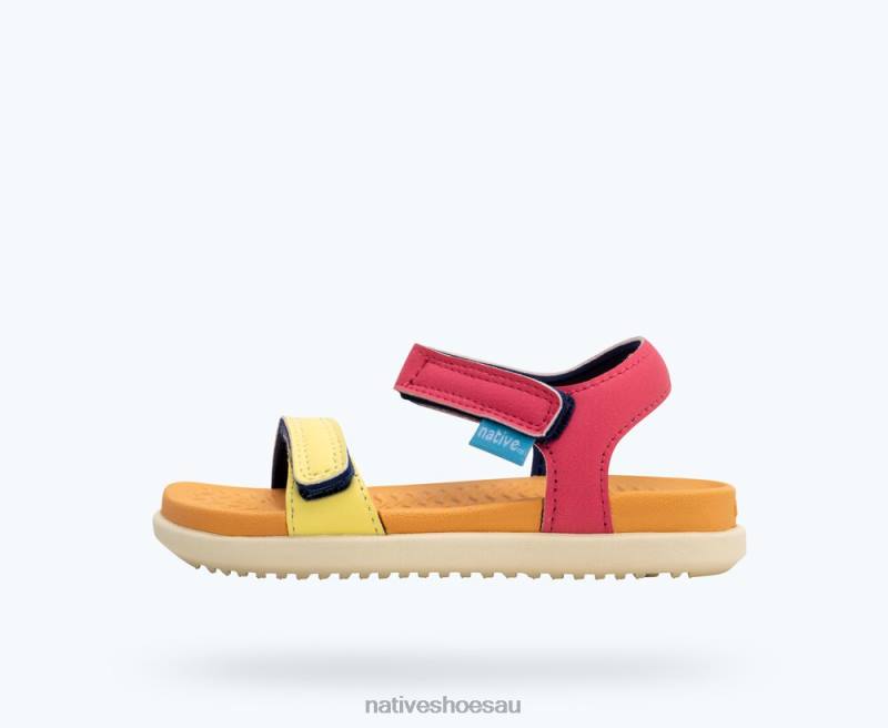 Footwear Native Shoes Charley Sugarlite Block Dazzle Morning/ Papaya Orange/ Bone White Kids 4DD084