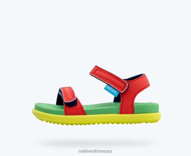 Footwear Native Shoes Charley Sugarlite Hyper Red/ Candy Green/ Celery Green Kids 4DD092