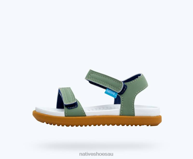 Footwear Native Shoes Charley Sugarlite Loch Green/ Shell White/ Toffee Brown Kids 4DD0111