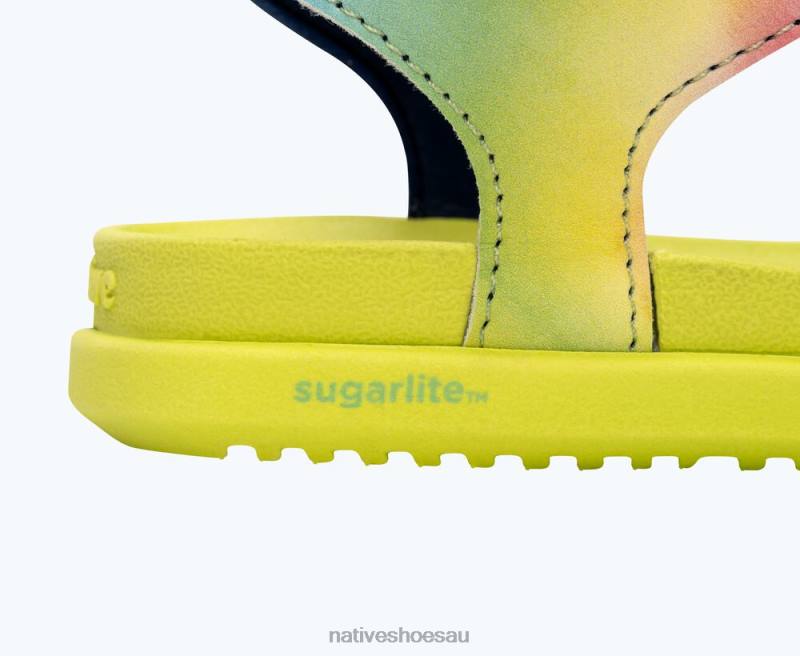 Footwear Native Shoes Charley Sugarlite Print Celery Green/ Rainbow Tie Dye Kids 4DD098