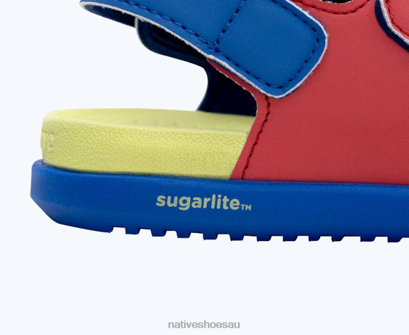 Footwear Native Shoes Frankie Sugarlite Resting Blue/ Celery Green/ UV Blue/ UV Hyper Strap Kids 4DD085