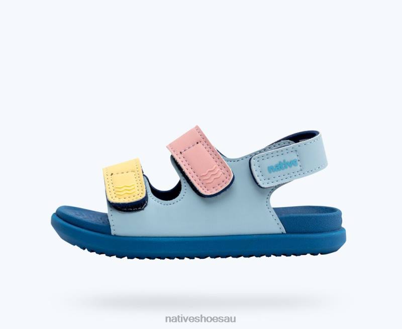 Footwear Native Shoes Frankie Sugarlite Sky Blue/ Vallarta Blue/ Princess Gone Bananas Straps Kids 4DD0102