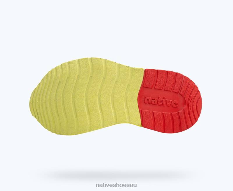 Footwear Native Shoes Phoenix Sugarlite UV Blue/ Celery Green/ Hyper Red Kids 4DD0216