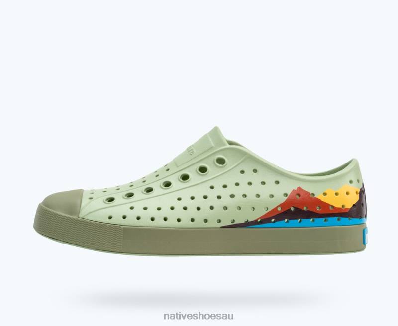 Footwear Native Shoes Jefferson Block Tea Green/ Loch Green/ Crater Mountain Block Men 4DD016