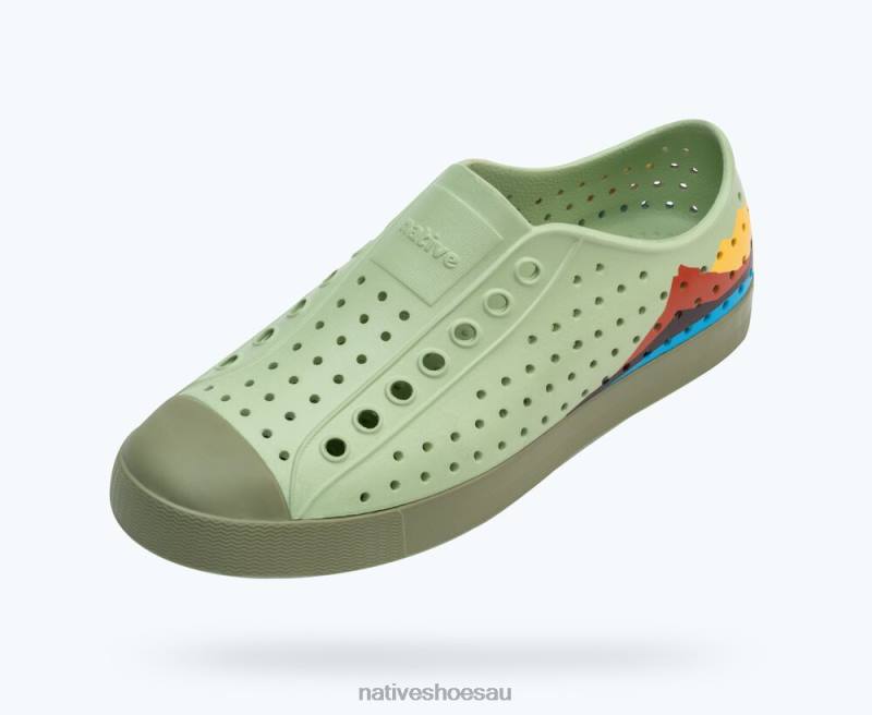 Footwear Native Shoes Jefferson Block Tea Green/ Loch Green/ Crater Mountain Block Men 4DD016
