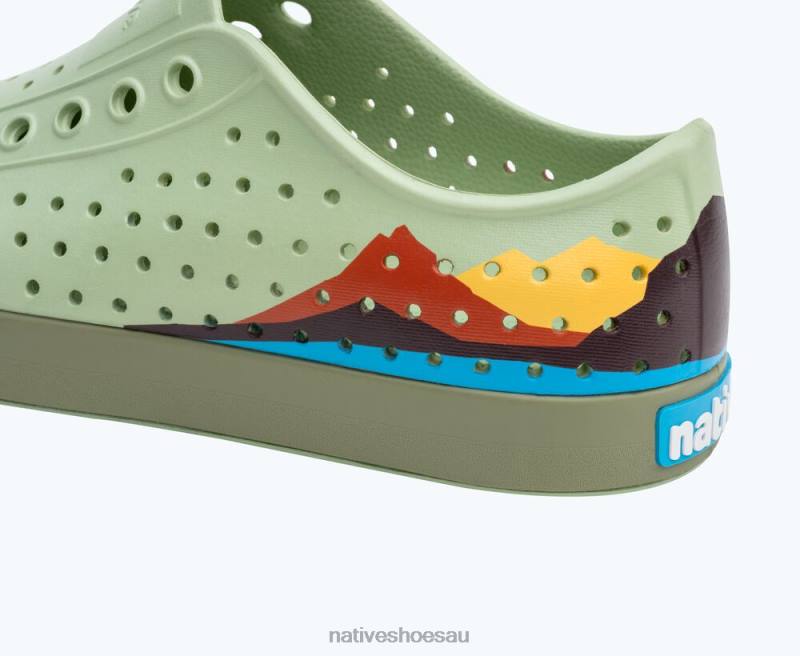 Footwear Native Shoes Jefferson Block Tea Green/ Loch Green/ Crater Mountain Block Men 4DD016