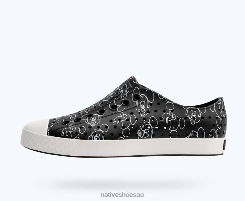 Footwear Native Shoes Jefferson Disney Print Jiffy Black/ Shell White/ Mickey Doodle All Over Print Men 4DD068
