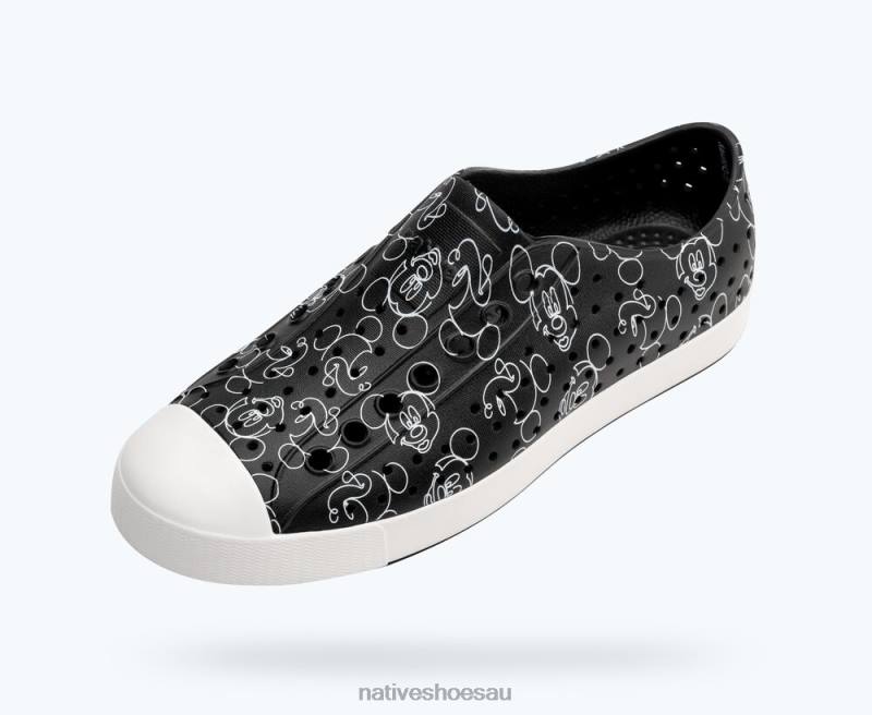 Footwear Native Shoes Jefferson Disney Print Jiffy Black/ Shell White/ Mickey Doodle All Over Print Men 4DD068