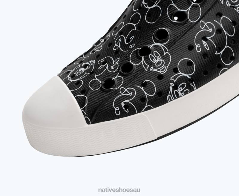 Footwear Native Shoes Jefferson Disney Print Jiffy Black/ Shell White/ Mickey Doodle All Over Print Men 4DD068