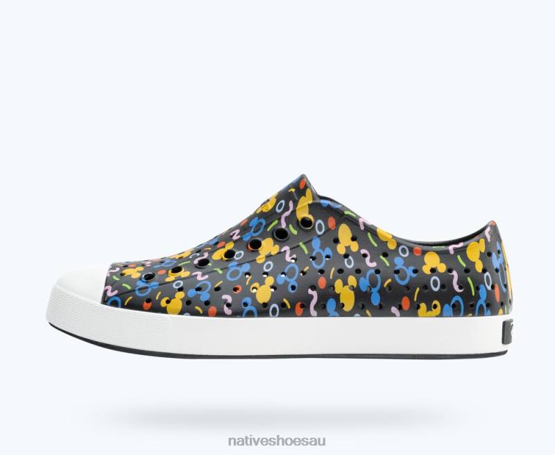 Footwear Native Shoes Jefferson Disney Print Jiffy Black/ Shell White/ Rad Confetti Men 4DD070