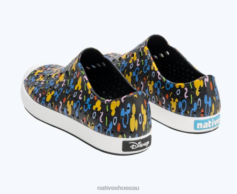 Footwear Native Shoes Jefferson Disney Print Jiffy Black/ Shell White/ Rad Confetti Men 4DD070