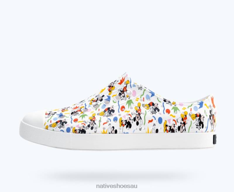 Footwear Native Shoes Jefferson Disney Print Shell White/ Rad Mickey Men 4DD071 - Click Image to Close
