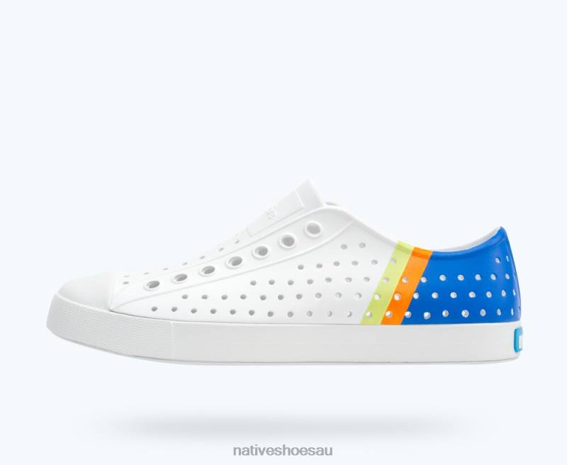 Footwear Native Shoes Jefferson Sugarlite Block Shell White/ UV City Celery Block Men 4DD058 - Click Image to Close