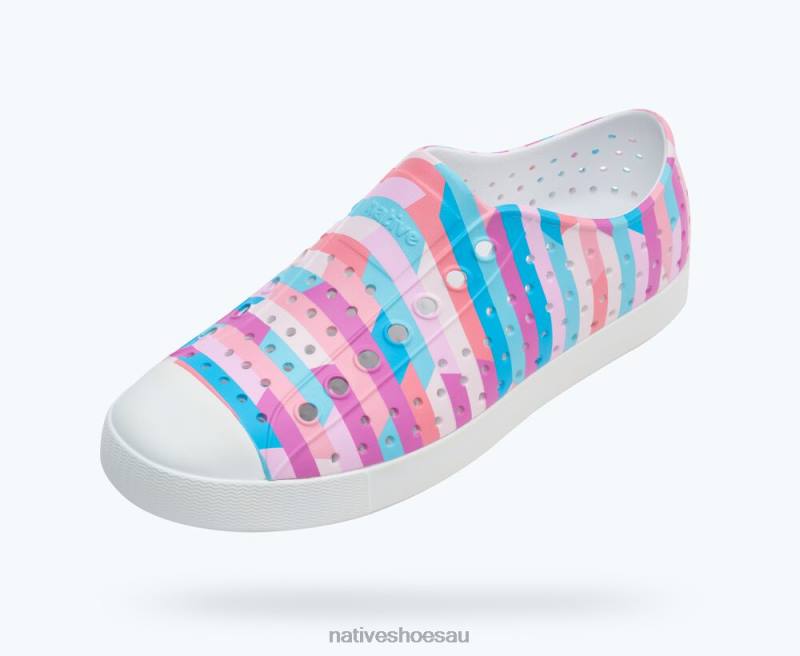 Footwear Native Shoes Jefferson Sugarlite Print Shell White/ Pastel Multi Stripe 2 Men 4DD019
