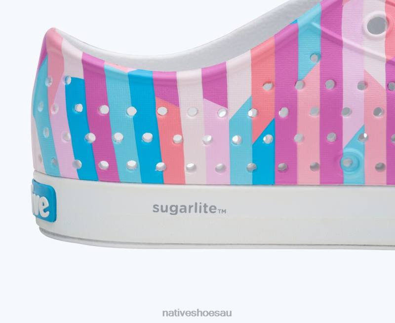 Footwear Native Shoes Jefferson Sugarlite Print Shell White/ Pastel Multi Stripe 2 Men 4DD019