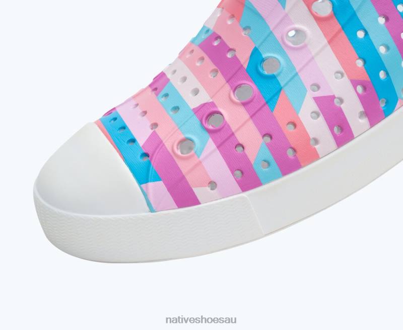 Footwear Native Shoes Jefferson Sugarlite Print Shell White/ Pastel Multi Stripe 2 Men 4DD019