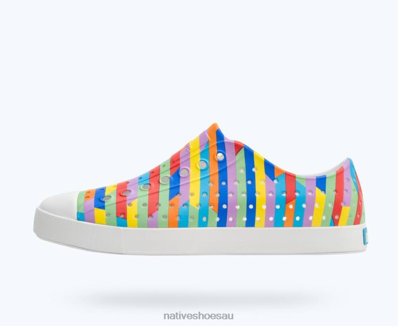 Footwear Native Shoes Jefferson Sugarlite Print Shell White/ Rainbow Multi Stripe 2 Men 4DD030