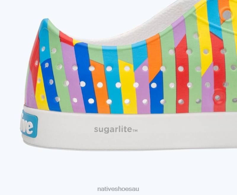 Footwear Native Shoes Jefferson Sugarlite Print Shell White/ Rainbow Multi Stripe 2 Men 4DD030