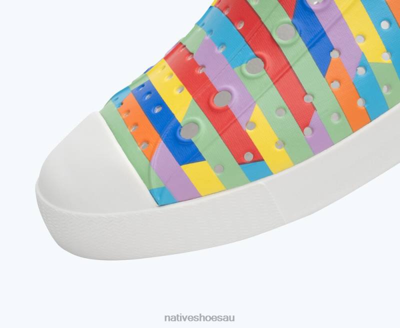 Footwear Native Shoes Jefferson Sugarlite Print Shell White/ Rainbow Multi Stripe 2 Men 4DD030
