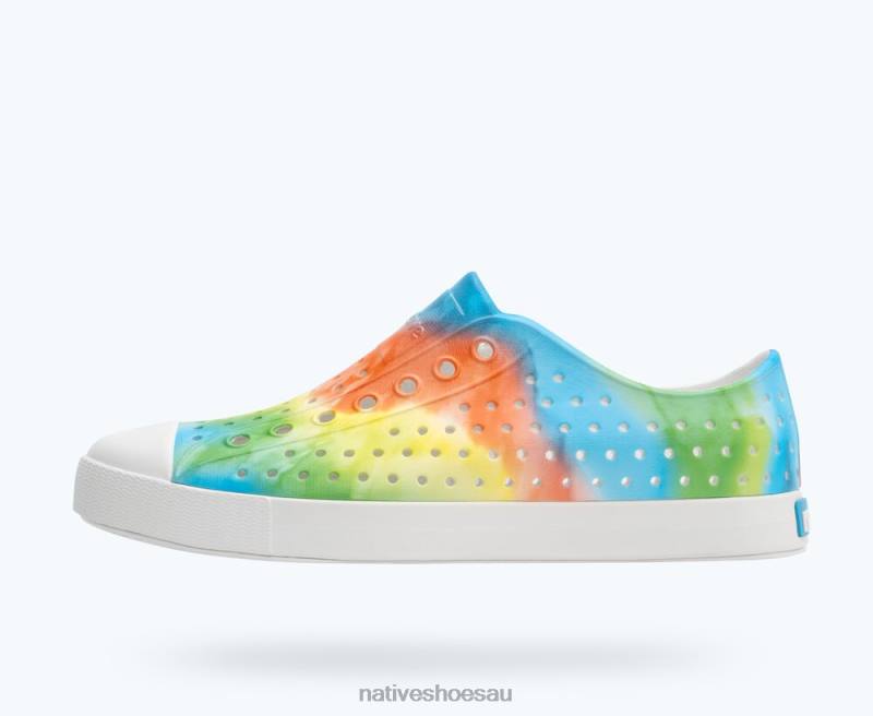 Footwear Native Shoes Jefferson Sugarlite Print Shell White/ Rainbow Tie Dye Men 4DD020