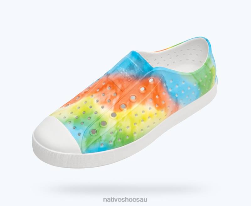 Footwear Native Shoes Jefferson Sugarlite Print Shell White/ Rainbow Tie Dye Men 4DD020