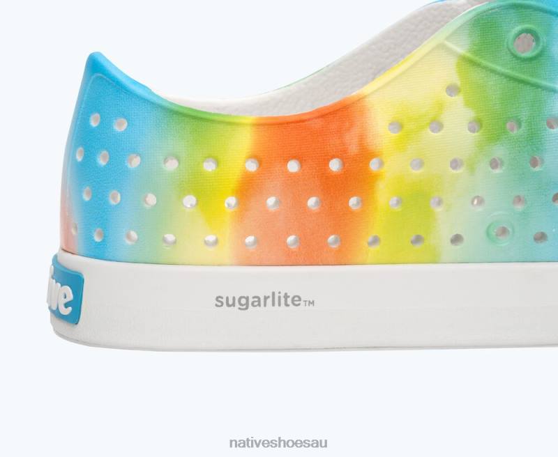 Footwear Native Shoes Jefferson Sugarlite Print Shell White/ Rainbow Tie Dye Men 4DD020